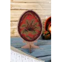 Cross-stich on wooden base "Beaded egg. Khokhloma painting SO-110