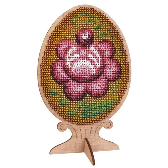 Cross-stich on wooden base "Beaded egg. Gorodets painting" SO-111 (ES)