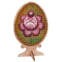 Cross-stich on wooden base "Beaded egg. Gorodets painting" SO-111