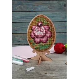 Cross-stich on wooden base "Beaded egg. Gorodets painting" SO-111 (ES)