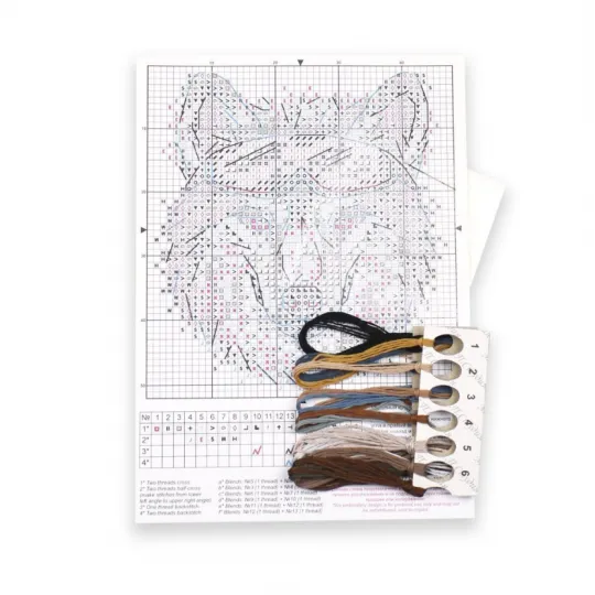 Kit de point de croix sur toile soluble "Loup brutal" SV-817 Kit de point de croix sur toile soluble "Loup brutal" SV-817
