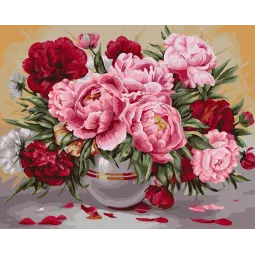 Wizardi Kit de peinture par numéros Pivoines de jardin 40x50 cm B057