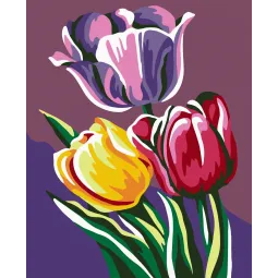 Wizardi painting by number kit. Tulips 13x16 cm MINI030