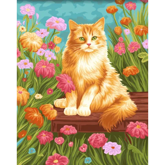 Kit peinture par numéros " Chat en fleurs" 40x50 cm W024