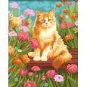 Kit peinture par numéros " Chat en fleurs" 40x50 cm W024