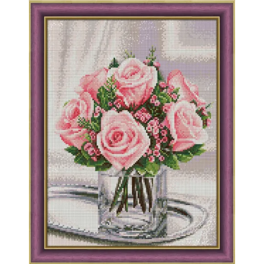 Kit Diamond Painting "Roses tendres" 30x40 cm AM1676