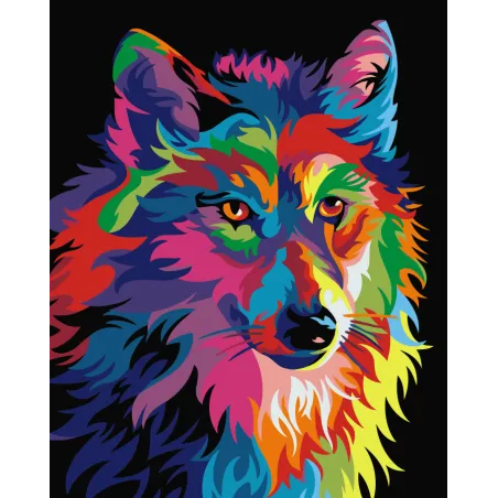 Paint by numbers kit. Rainbow Wolf 40x50 cm T102