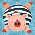VENTE (arrêtée) Thrilled Piggy 38*38 cm WD2292