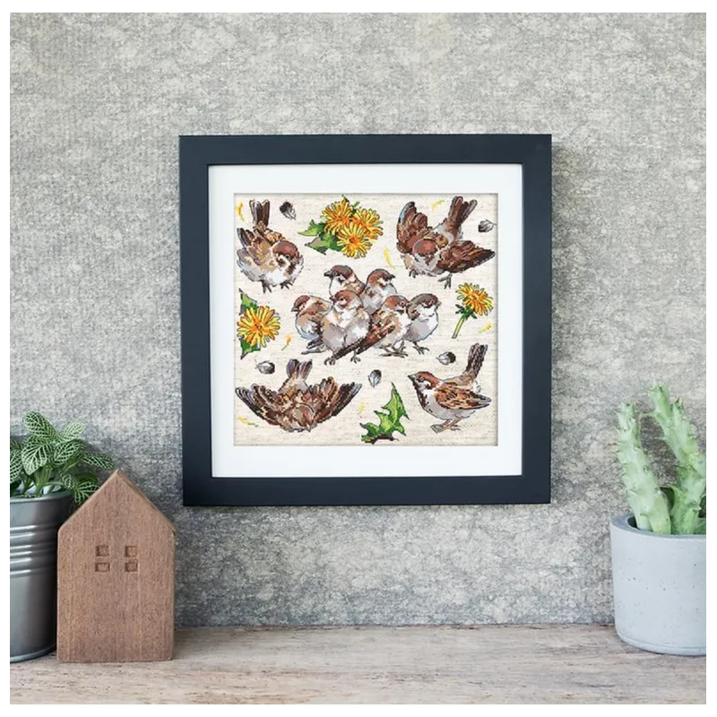 Cross-stitch kit "Sparrows" 23x22cm SLETIL8803