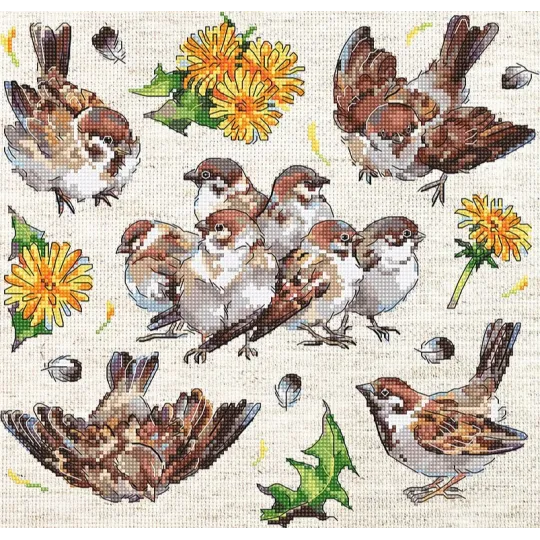 Kit de point de croix "Sparrows" 23x22cm SLETIL8803