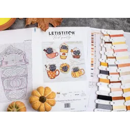 Kryželiu siuvinėjimo rinkinys "Pumpkin Cup Kitties Kit of 6 pcs" 9x7cm SLETIL8092