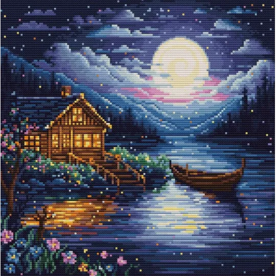 Kryželiu siuvinėjimo rinkinys "Pavasario naktis" 24x24cm SB701