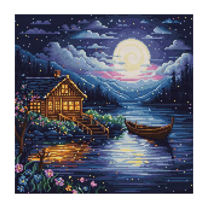 Kryželiu siuvinėjimo rinkinys "Pavasario naktis" 24x24cm SB701