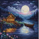 Kryželiu siuvinėjimo rinkinys "Pavasario naktis" 24x24cm SB701