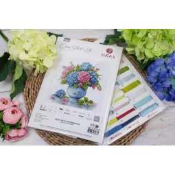 Cross Stitch Kit  "Vase with Hydrangea" 26x26cm SB7033