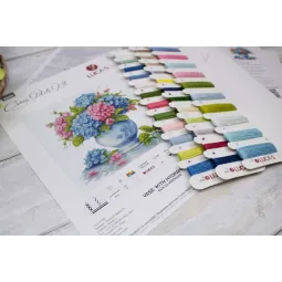 Kit de point de croix "Vase aux hortensias" 26x26cm SB7033