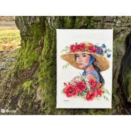 Kit de point de croix "Flower Hat" 21x25 SK250