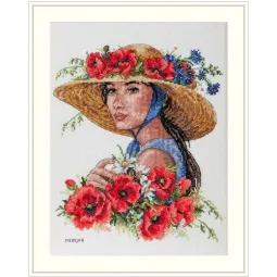 Kit de point de croix "Flower Hat" 21x25 SK250