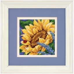 Kreuzstichset „Sonnenblume und Marienkäfer“ 13x13 cm D17066
