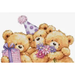 Cross stitch kit "Three Party Bears" 29x19cm SB1411