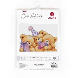 Набор для вышивания крестом "Три медведя на вечеринке" 29x19cm SB1411