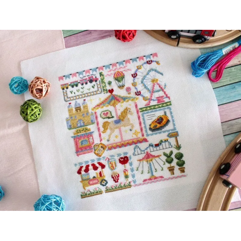 Cross stitch kit "Sampler. Amusement park" SNV-882