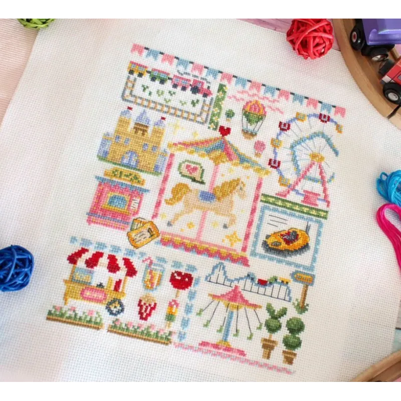 Cross stitch kit "Sampler. Amusement park" SNV-882