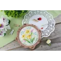 Cross-stich on wooden base "Miniature. Spring flowers" SO-093