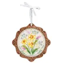 Cross-stich on wooden base "Miniature. Spring flowers" SO-093