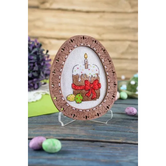 Point de croix sur socle en bois "Miniature. Composition de Pâques" SO-094