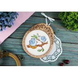 Cross-stich on wooden base "Miniature. Spring composition" SO-103