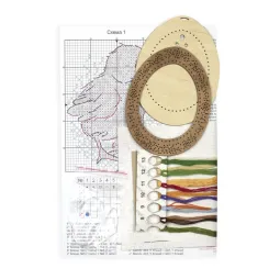 Kreuzstich auf Holzsockel "Miniatur. Huhn auf einem Spaziergang" SO-114