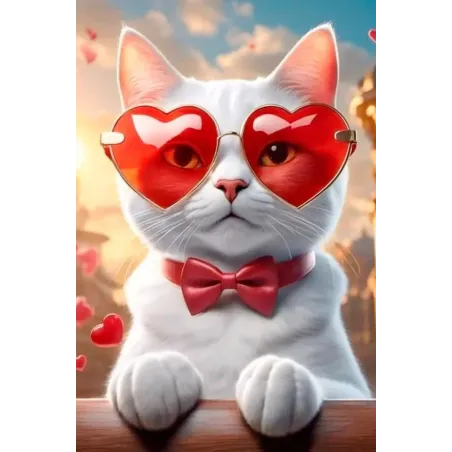 Diamantmalerei-Set "Romantische Katze" 20x30 cm WD3071