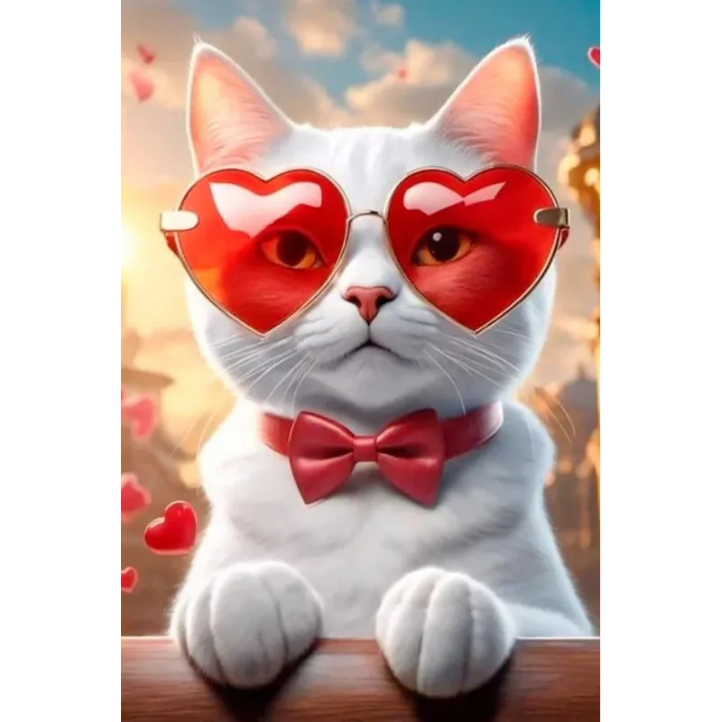 Diamantmalerei-Set "Romantische Katze" 20x30 cm WD3071
