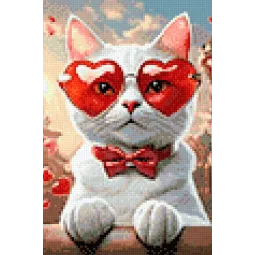 Kit de peinture au diamant "Chat romantique" 20x30 cm WD3071