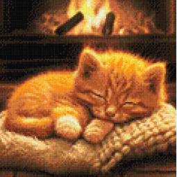 Kit de peinture au diamant "Chat endormi" 30x30 cm WD3072