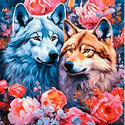 Kit de peinture diamant "Un couple de loups" 40x40 cm WD3076