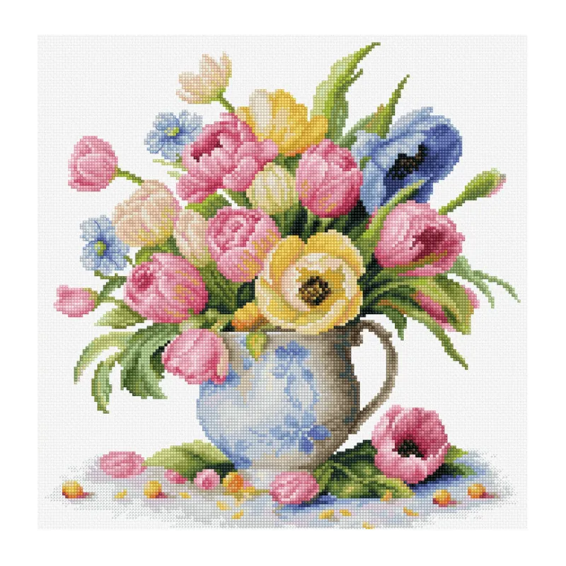 Cross Stitch Kit  Tulips Bouquet 26x26,5cm SB7034