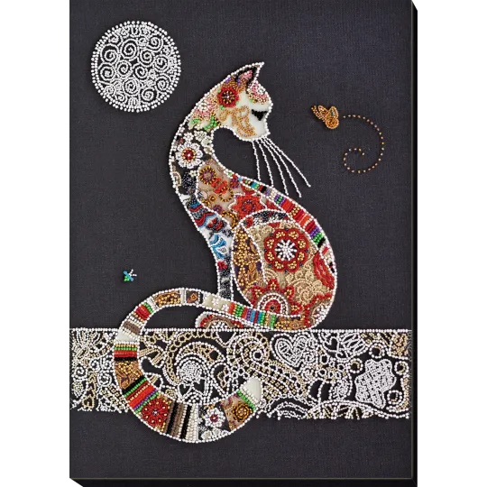 Bead Embroidery Kit "Cat and moth" AAB-794