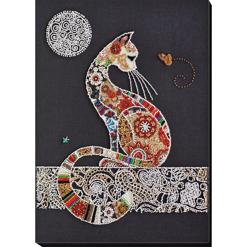 Bead Embroidery Kit "Cat and moth" AAB-794