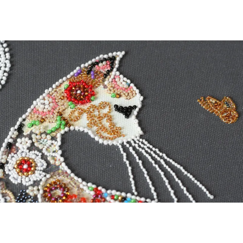 Bead Embroidery Kit "Cat and moth" AAB-794