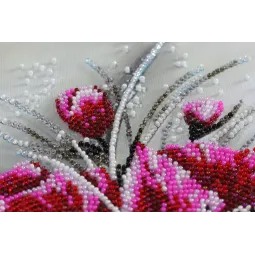 Pagrindinis rinkinys siuvinėjimui karoliukais Raudonasis smaragdas (Gėlės) Abris Art AB-854