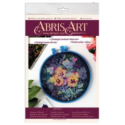 Cross-stitch kits with Hoop Included Watercolor viola 15x15 cm AAHM-041