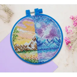 Cross-stitch kits with Hoop Included Noon and midnight 17x17 cm AAHM-061