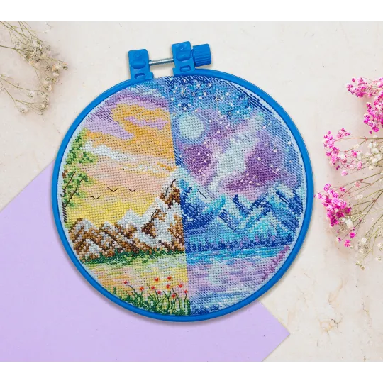 Kits de point de croix avec cercle inclus Midi et minuit 17x17 cm AAHM-061