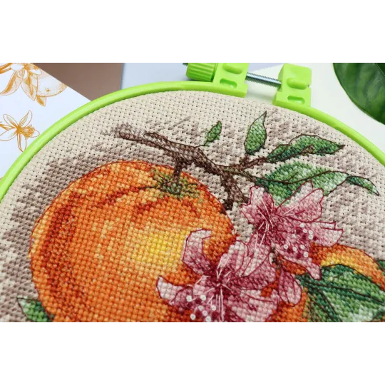 Cross-stitch kits with Hoop Included Citrus notes 17x17 cm Abris Art AAHM-076