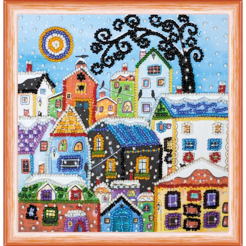 Mini Bead embroidery kit "Bright houses" AAM-146