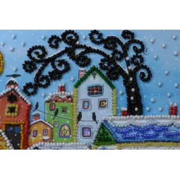 Mini-Perlen-Stickset Helle Häuser 15x15 cm AAM-146