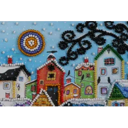Mini Bead embroidery kit Bright houses 15x15 cm AM-146