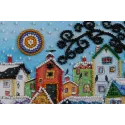 Mini Bead embroidery kit Bright houses 15x15 cm AM-146